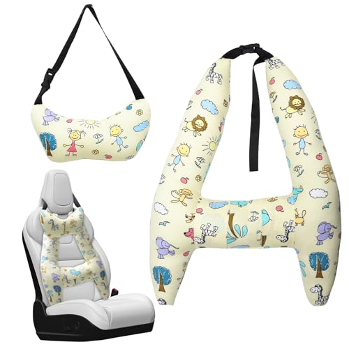 Ntmaichy Reposacabezas para dormir en forma de H, almohada de viaje para niños, cojín cervical para coche, cojín de viaje ergonómico para bebés y niños pequeños, para asientos de coche, soporte para