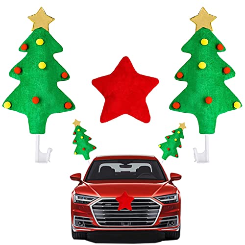 Elefama Car Christmas Decorations Christmas Tree Rudolph Car Costume Kit Car Reindeer Antlers & Nose for Car SUV Van Truck Holiday Christmas Decorations Exterior