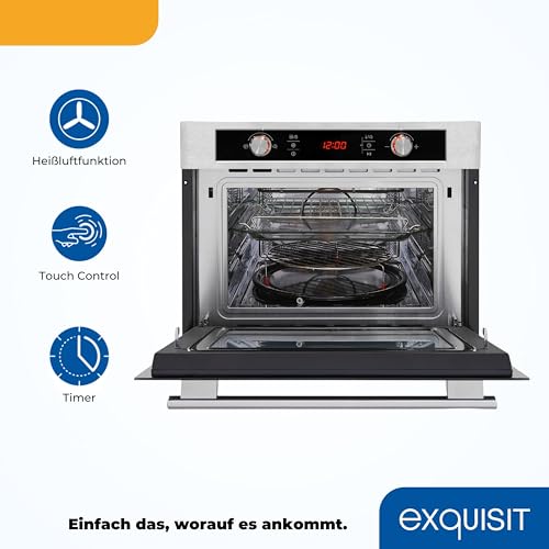 Exquisit 0910088 EBM 4544 HI Einbau-Mikrowelle, Edelstahl, 44 liters, schwarz