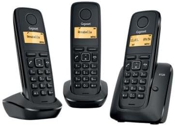 Gigaset A120 TRIO - Basic Cordless Home Phone with 3 Handsets and Energy-Saving ECO DECT Technology - Black