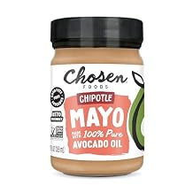 Chosen Foods 100% Avocado Oil-Based Chipotle Mayonnaise, Gluten & Dairy Free, Low-Carb, Keto Diet Friendly, Mayo for Sandwiches, Dressings and Sauces, Made with Cage Free Eggs 12 floz