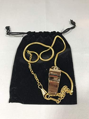 whistle and 21 inch whistle chain with button hook bundle gold plated for professional use including black…