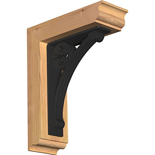 3 1/2"W x 11 1/2"D x 14"H Crawley Traditional Ironcrest Smooth Bracket, Western Red Cedar (2"W x 7 1/2"D x 10"H Iron Bracket)