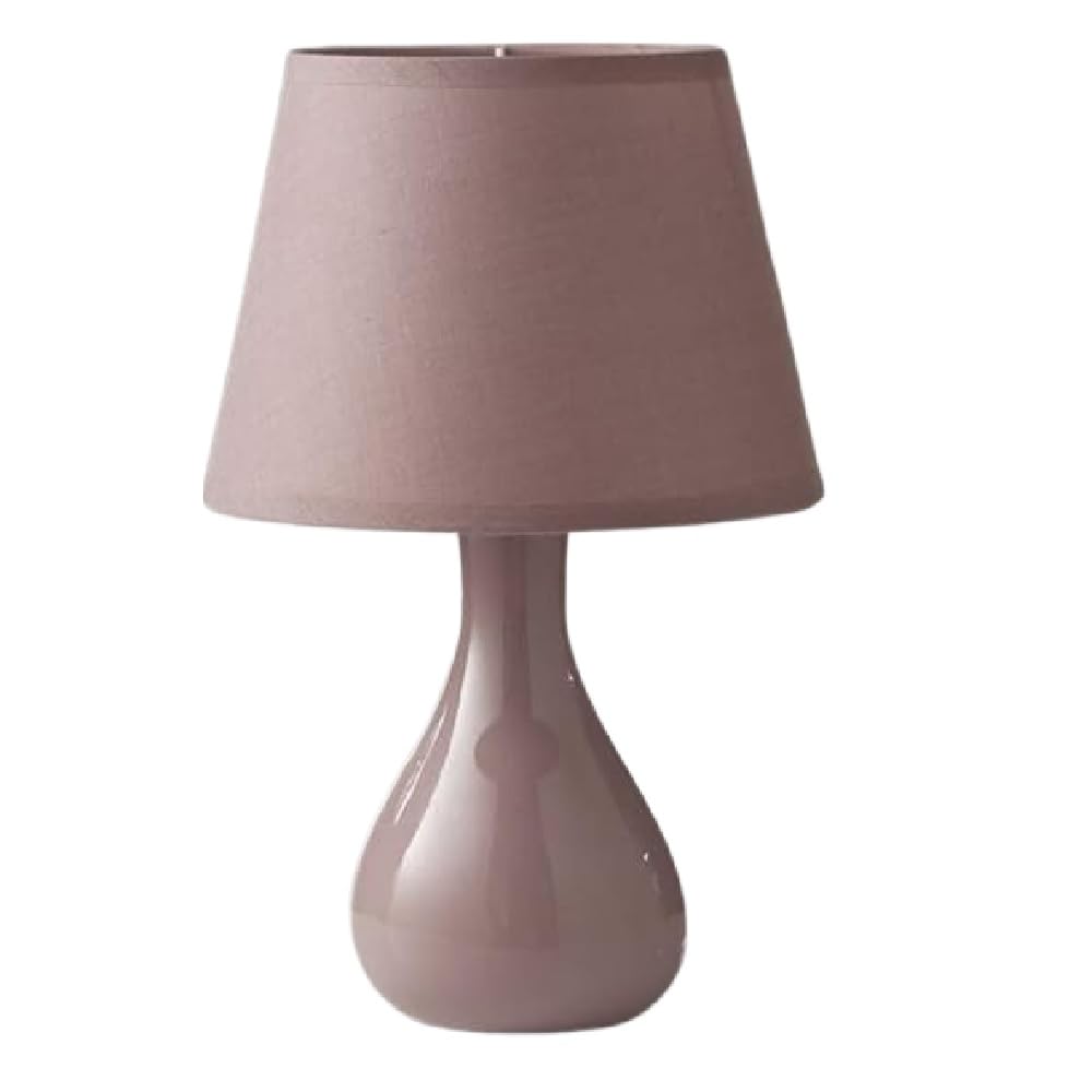 Britalia Pink Ceramic Teardrop Table Lamp with Cotton Shade, E14, 29cm x 18cm, Inline Switch