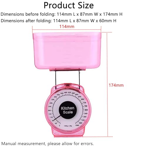 Miniatura 3 de Tophomer Báscula De Cocina Con Esfera Mecánica, Báscula Compacta De Alta Precisión Con Cuenco Extraíble Para Pesar Alimentos, Frutas, Polvo Color Aleatorio