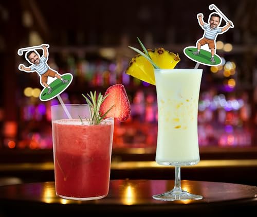 Pitillos personalizados con caras para fiesta de golf miniatura 2
