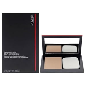 Shiseido Synchro Skin Self-Refreshing Custom Finish Powder Foundation – 24-Hour Sheer-to-Medium Buildable Coverage with Shine Control – Smudge Proof & Non-Comedogenic