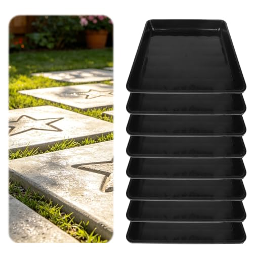 8pcs Moules pour Dalles Pas, Moules Carrés en Plastique Pavés en Béton Plateau Ciment Noir Moule DIY Réutilisable pour Allées Jardins et Trottoirs