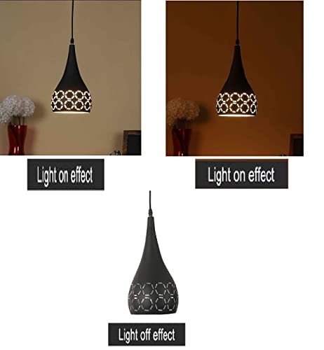 Image of GreyWings Metal Cut 3 Light Linear Hanging Light Ceiling Pendant Lamp, 6 inch Small, Black
