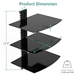 WALI Floating TV Shelf, 3 Tier Glass Projector Shelf for DVD Players, Routers, Game Consoles, Cable Boxes, Living Room Decor Accessories, Wall Mount Shelves Holds Up to 17.6lbs(CS303B), 3-Shelf, Black - Image 3