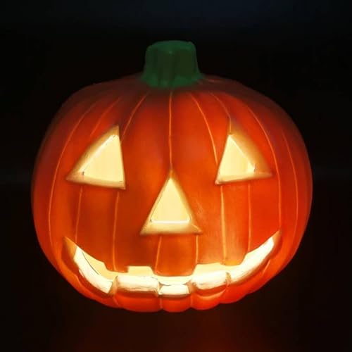 Lanterna de abóbora iluminada, funciona a pilhas, decoração de Halloween, acessórios de decoração de Halloween para quarto, sala de estar, relva, mesa, canto e degraus