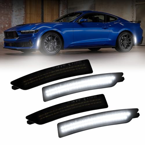 AUTOONE LED Side Marker Lights White for Ford Mustang 2024-2