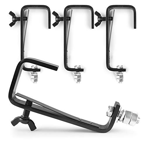 Beamz 4x BC50B-50 Black G Clamp Lighting Truss Clamps, Secure 50kg Max Load, Fits 15-51mm Tubes, Stage and Theatrical Fixtures, Efficient Heavy-Duty Mounting for Events