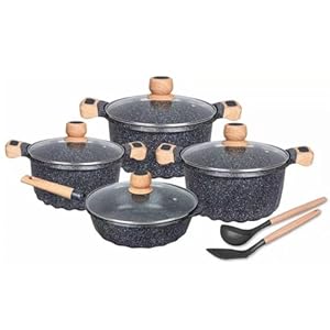 GSZCCZS Marmoroptik Topfset 10-teilig