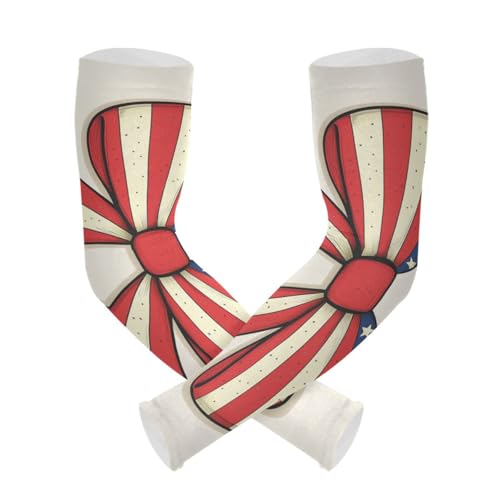 PaChyLuu Big Bow UV Sun Protection Arm Sleeves Cooling Compression Arm Sleeves with Thumb Hole for Men Women Golf Volleyball