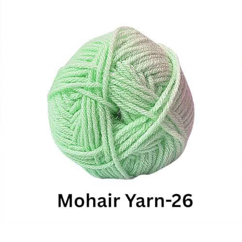 Image of VCR Mohair Nylon Very Light Green Yarn, 100 Grams Hank, 196 Meters Length, Acrylic 75%, Mohair Nylon 25%, Pack of 1 Yarn, Soft Crosia Threads, Suitable for Winter Garments.