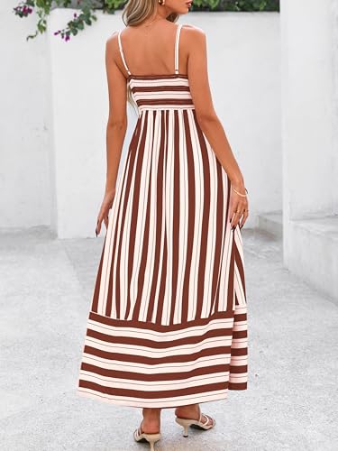 Image of PRETTYGARDEN Women Summer Maxi Dresses 2026 Spaghetti Strap Boho Floral Striped Wedding Guest Beach Vacation Flowy Long Dress