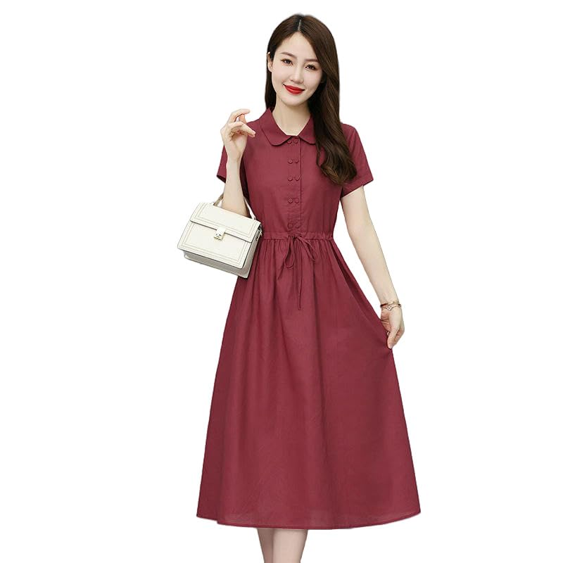 Damska bawełniana lniana sukienka midi koreański styl slim fit lniana spódnica na co dzień na randkę