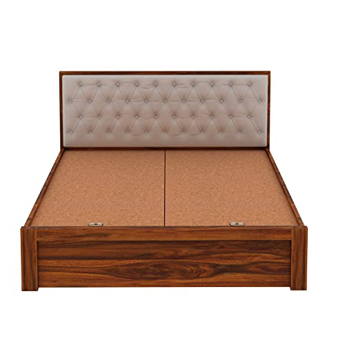 Image of Ganpati Arts Sheesham Wood Decan King Size Bed with Box Storage for Bedroom Wooden Double Bed Palang for Home (Natural Finish)