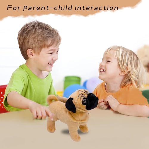 Tiny Heart Mops Stofftier Plüschtier 27cm/10” realistisches Hund Plüsch schönes Tier niedliche und weiche Geschenke für Kinder Jungen und Mädchen Spielzeug Weiß