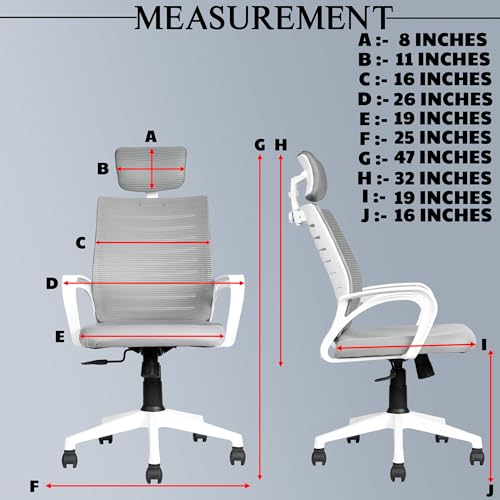 Image of MRC Boom Mesh Ergonomic Desk Office Chair with 3 Years Warranty & DIY Assembly,Tilting Mechanism, Comfortable Seat and Revolving Nylon Base Ideal for Work from Home & Study (Grey & White, High Back)