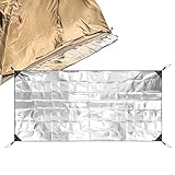 Lange Lebensdauer: Diese Matte besteht aus einem dreischichtigen Verbundwerkstoff aus Aluminiumfolie + PE + Aluminiumfolie und bietet hervorragende Wärmeisolierung und Wasserdichtigkeit. Gut verarbeitet, um Licht zu reflektieren, Licht abzuschirmen, Wärme zu reflektieren und warm zu halten, was Komfort auf kaltem Boden und Eignung für unterschiedliches Gelände und Umgebungen gewährleistet