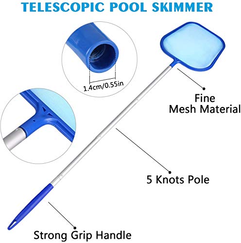 LATERN 150CM Pool Kescher, Feines Netz Schwimmbad Skimmer Schwerlast Deep Bag Leaf Kescher mit Aluminium-Teleskopstange für Gartenteich Whirlpool SPA Brunnen Aquarium