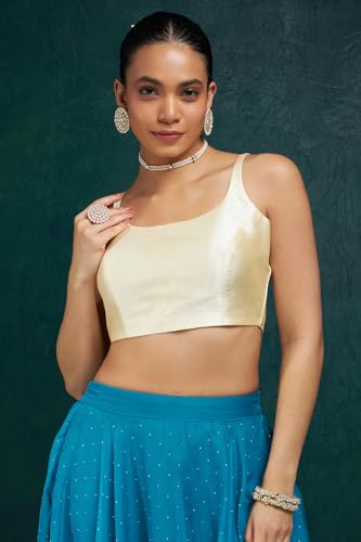 Image of Soch Womens Taffeta Solid Sleeveless Padded Blouse