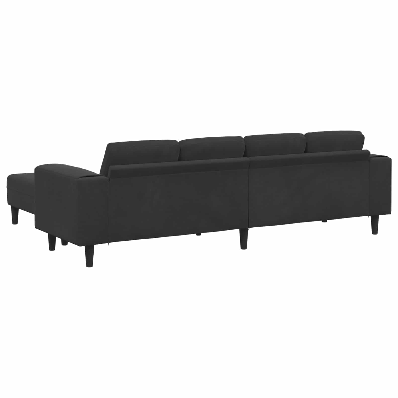 Kanapa do salonu, 3 szt., czarna, 250 x 188 x 76 cm, zestaw tapicerowany z otomaną i recamiere, trzyosobowa sofa z oddychającym obiciem, stabilne oparcie