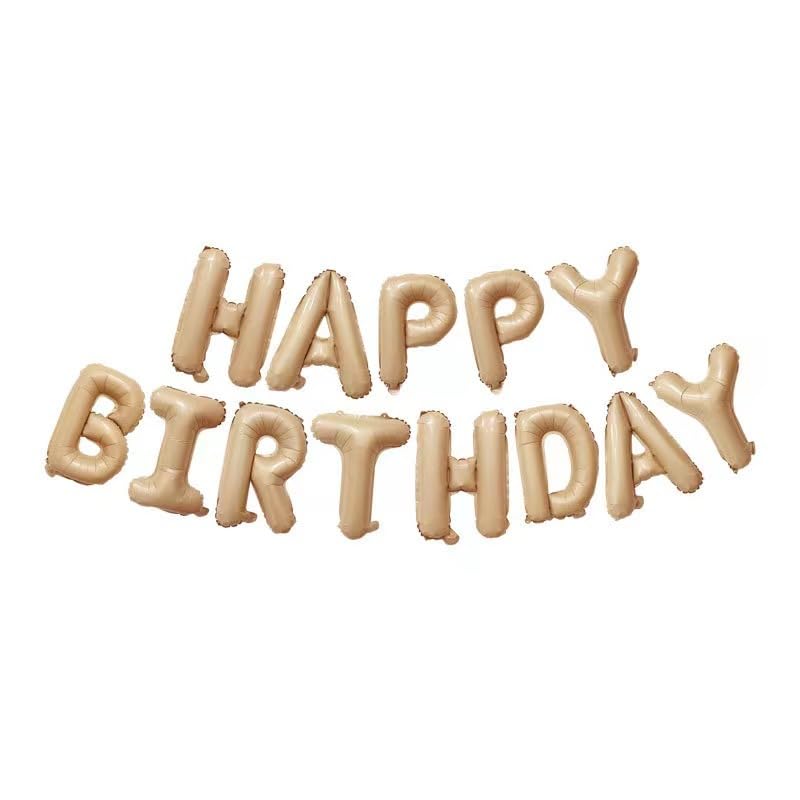 Caramel Happy Birthday Balloon Banner 16 Inch Mylar Foil Letters For Happy Birthday Party Decorations Supplies