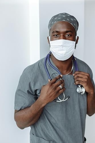 Image of Adjustable Scrub Cap with Button, Satin-Lined Cotton Scrub Hat Sweatband, Elastic Working Hat Unisex, One Size
