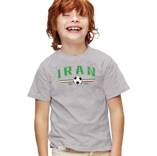 Popfunk Iran Futbol, World Soccer Crest Youth T-Shirt, Athletic Heather, L
