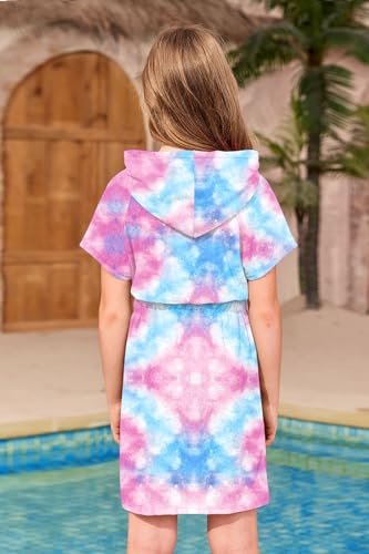 Image of BesserBay Girls Swim Cover Up Beach Bathing Suit Coverups for Swimwear Zip-Up Terry Cloth Robes with Sunglasses 6-14 Years
