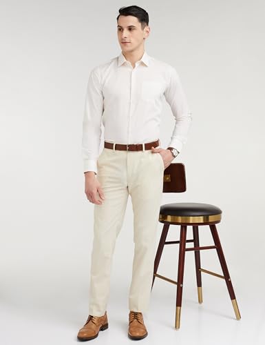Image of Peter England Men's Slim Fit Mid Rise Solid Formal Trouser