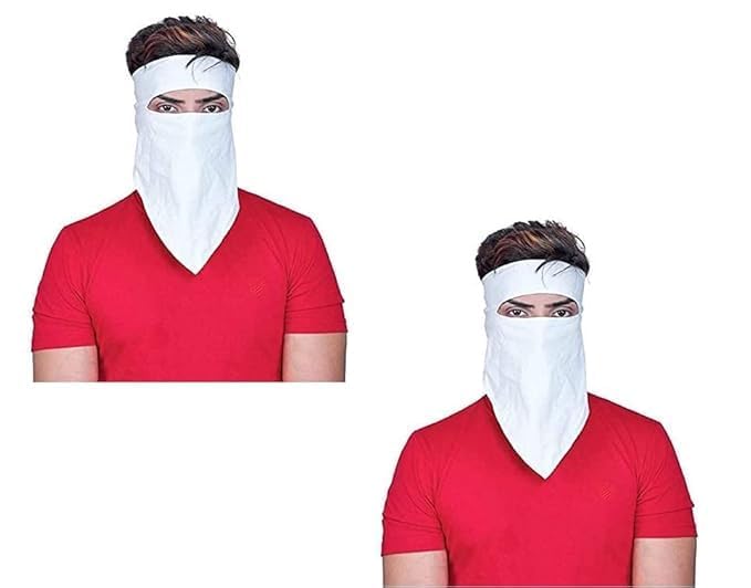 Full Face Cover Handkerchief Mask for Bikers in Riding Rumal Face Mask,Dust,Sun Protection in sport activity (White, 2 Pcs)-image-33
