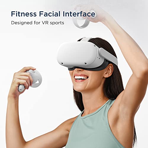 KIWI design Upgraded Face Cushion Fitness Accessories Compatible with Quest 2, with Facial Interface Leather Pad 2, Cloth Sports Pad, Glasses Spacer, and Lens Protector, Air-Circulation Design