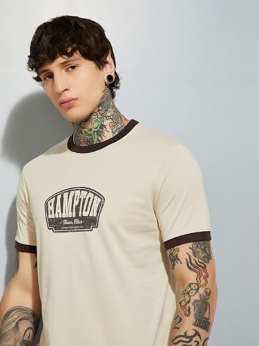 Image of Max Men's Letter Print Regular Fit T-Shirt