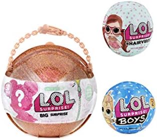 LOL Surprises Bigger Surprise Gold Ball, Series 2 Boys Doll, and 1 Hairvibes Doll