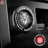Tybasthe Rotary Push Start Button Cover, Deadpool Car Accessories Engine Start Stop Button Cover, Car Stickers Interior Decor, Motorcycle Ignition Key Switch Cover, Black
