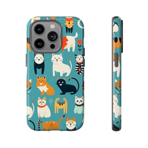 Coque chat coloré iPhone 14 Pro rigide brillante pour le quotidien