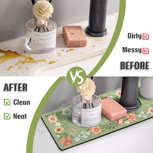 Sink Faucet Absorbing Mat, 2 Pack Drying Mat Around Faucet Sink Splash Guard Behind Faucet Sinkmat For Kitchen Bathroom Island Rv 24 * 5.5 Inch (60 * 14 cm) by aquoechd - Used condition - Image 3