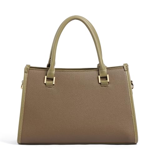 Image of EXOTIC Premium Orlina Duotone Structured Tote Bag for Women | PU Leather Handbag | 2 Compartments with Center Zip | Detachable Sling Strap | Office & Daily Use