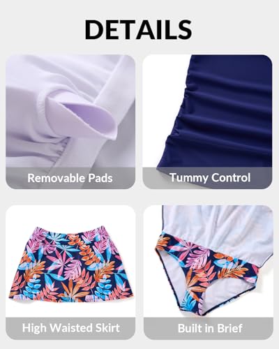 Image of Daci Womens Tankini Swimsuits with Skirt - Two Piece Tummy Control Bathing Suits High Neck Swimwear