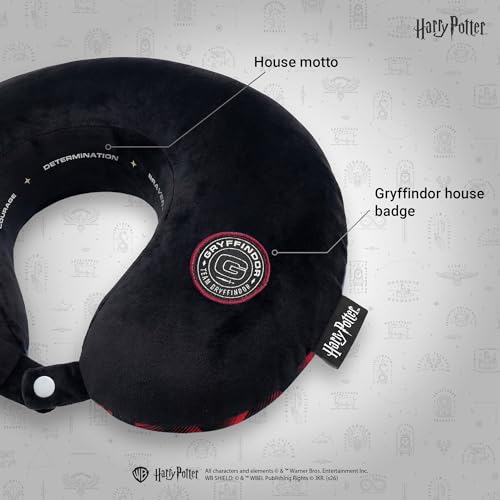 Image of Nasher Miles x Harry Potter Gryffindor Memory Foam Neck Pillow for Travel, Removable Washable Polyester Cover with 360 Stable Neck Support (Black & Red)