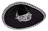 FESTMEX Authentic Adult Mexican Sombrero Mariachi Charro Hat, Premium Mexican Hat for Costume Parties, 5 de Mayo, 16 de Septiembre (Black, Horse Shoe and Silver Embroider)