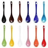 Albedel 12 Color Porcelain Egg Spoons Ceramic Spoons 5 inch Coffee Dessert Yogurt Tea Milky Tea