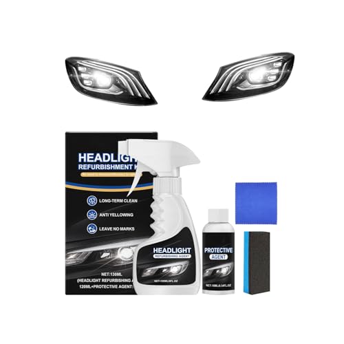 Kit de restauration de phares automobiles, kit de polissage de restauration de phares, avec agent de revêtement, éponge et serviette, kit de rénovation de phares de voiture, pour tous les types de