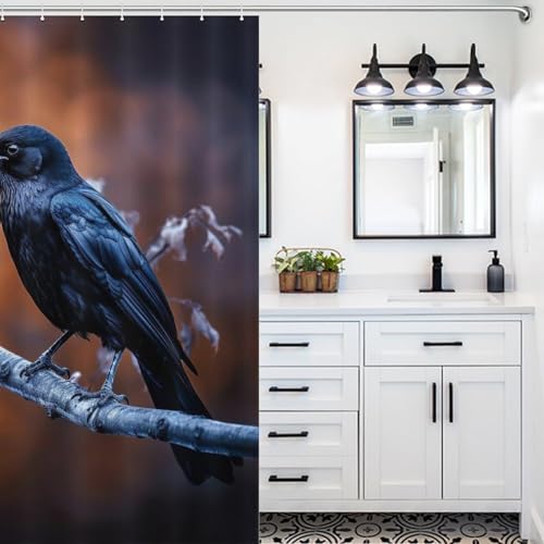 Rideau de douche corbeau en polyester imperméable 168x183cm - 5
