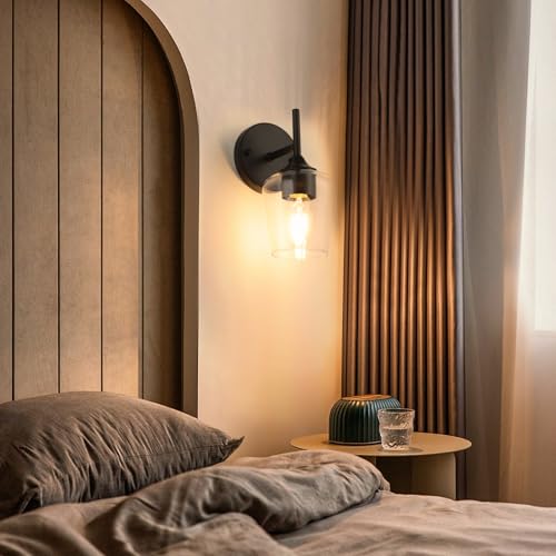Image of foucasal Industrial Wall Sconces Black Bathroom Vanity Light Fixtures, Indoor Wall Mounted Lamp Modern Sconces 1-Light Wall Lighting for Bedside Bedroom Doorway