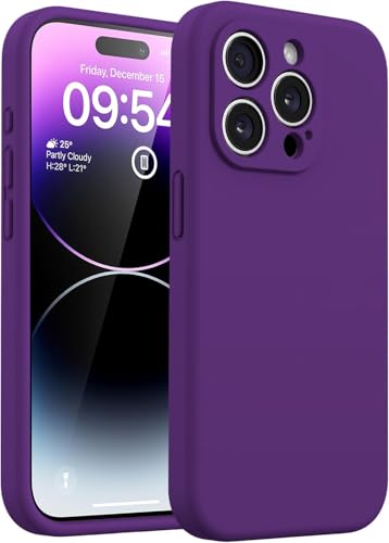 Image of DIZORO Microfiber Square Candy Case Compatible for iPhone 14 PRO MAX, Shockproof Slim Back Cover Liquid Silicone Case -Forest Green (Voilet)
